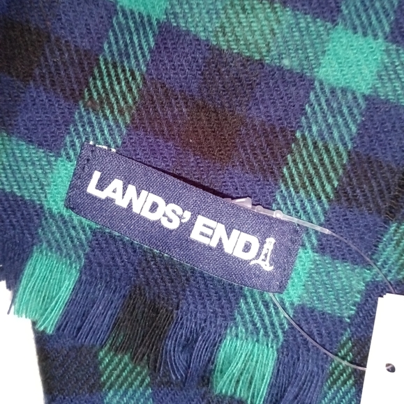 🆕Lands' End CashTouch Winter Scarf Emerald Gulf Gingham Black Watch Plaid - Picture 6 of 7